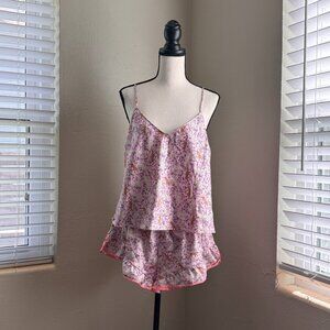 Victoria’s Secret Pink Leopard Floral Satin Pajama Set – Mixed Sizes (Top L, Bot